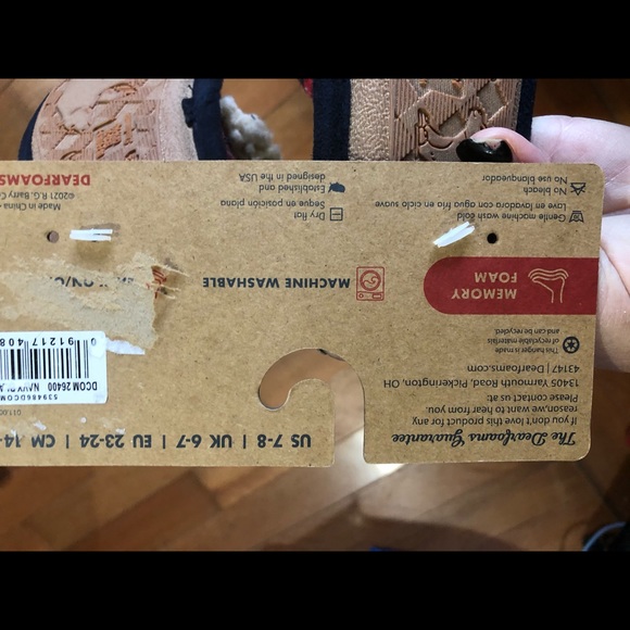 Kid's Dearforms "lil bear" buffalo check scuff slippers navy plaid - Picture 3 of 4